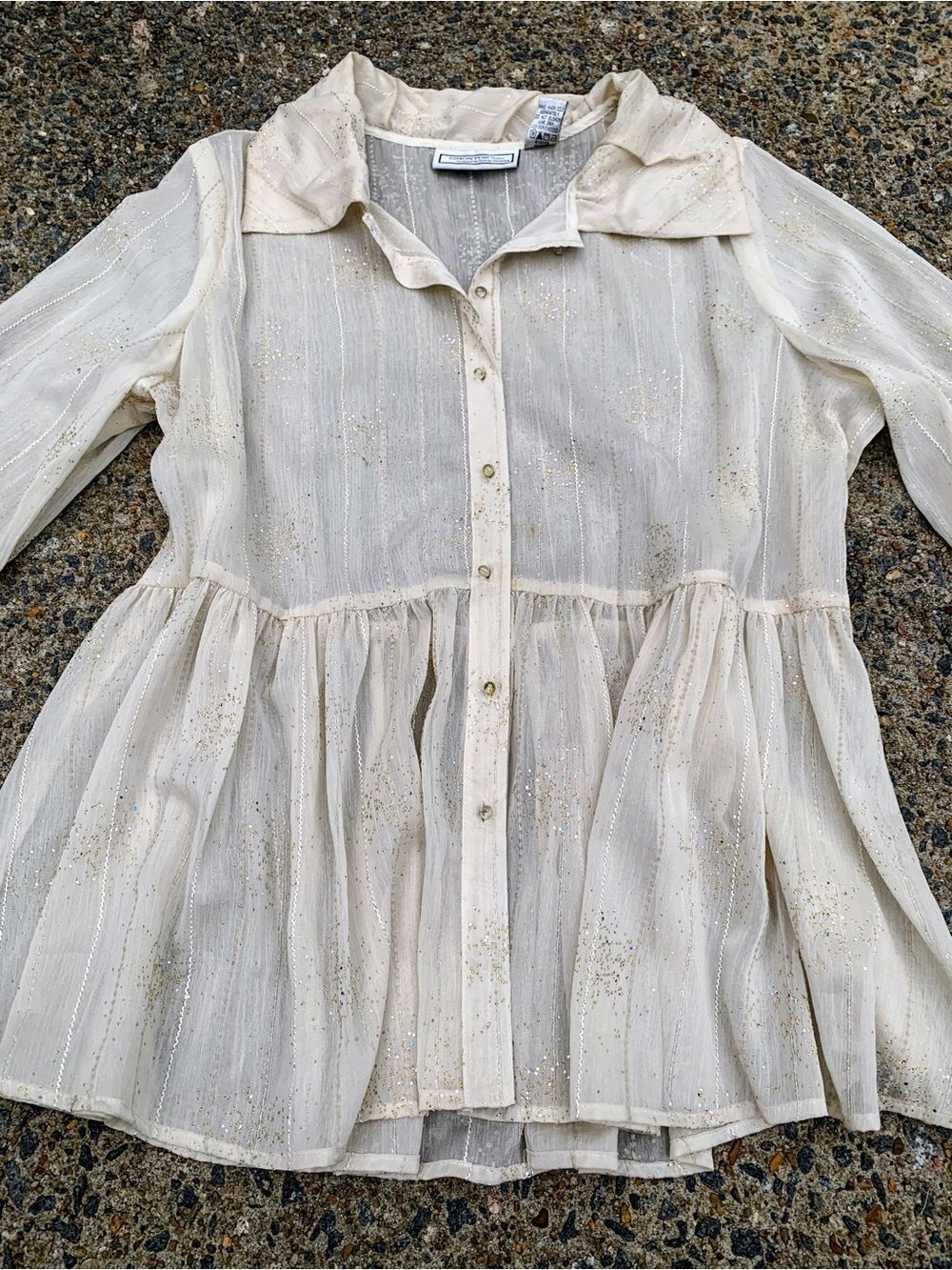 Beautiful Feminine Sparkling Off White Blouse by Simonton Says